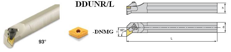 VNITŘNÍ SOUSTRUŽNICKÉ NOŽE BEZ CHLAZENÍ D-SYSTÉM: S25S DDQNR/L 11 25 2 250 17 2 129 DNMG110408 S2T DDQNR/L 11 2 0 00 22 40 1499 S2T DDQNR/L 15 2 0 00 22 40 1499 DNMG150608 S40U DDQNR/L 15 40 7 50 27