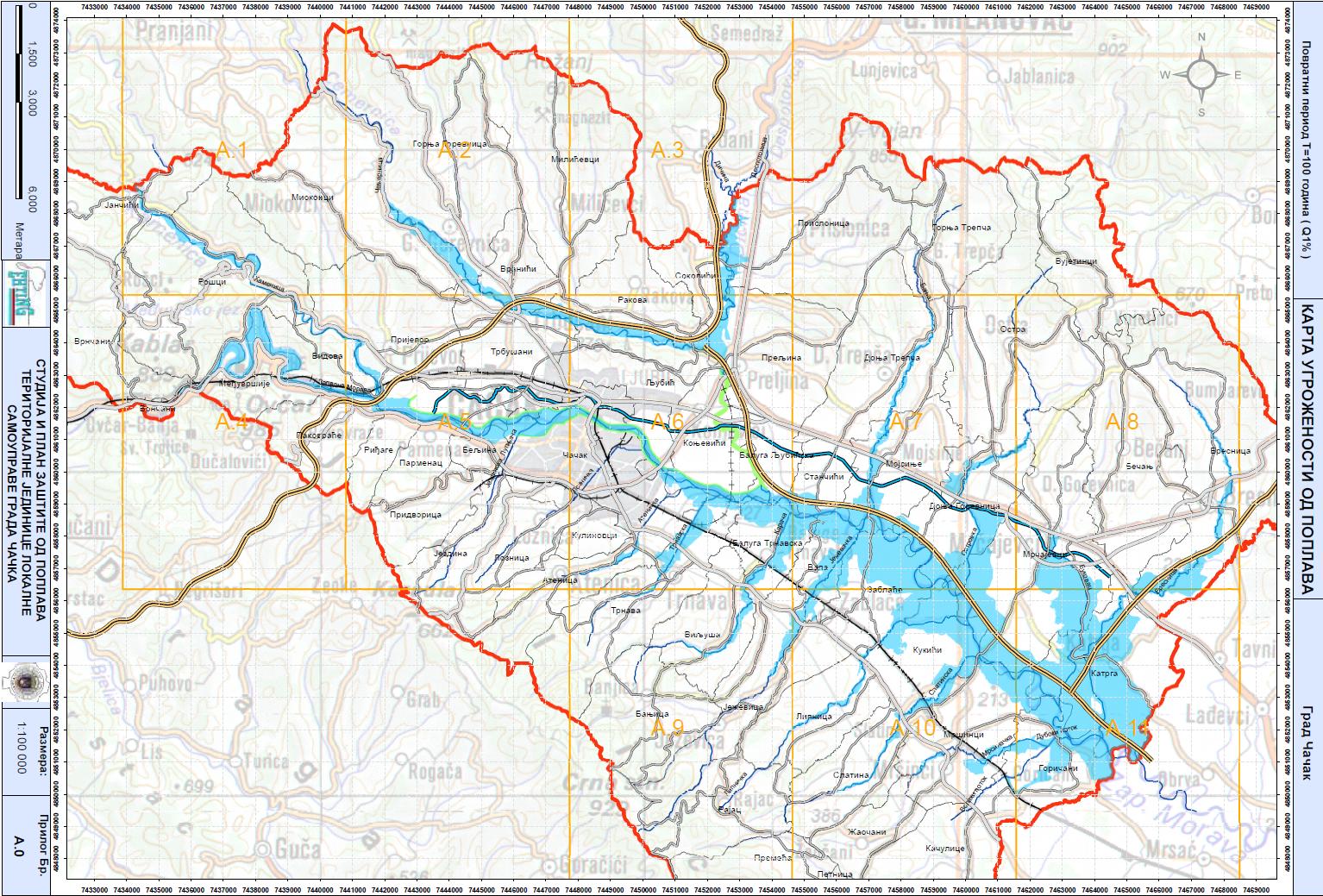 Snímek mapy povodňového