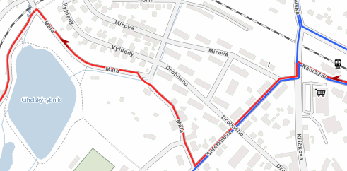 Obr. 18. Ukázka mapových podkladů autobusové dopravy v Novém Městě na Moravě.