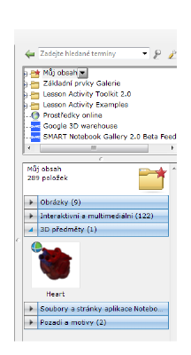 TIP: Jak dostanu 3D objekt do Galerie Smart Notebook Můj obsah? V Můj obsah zůstane již uloženo. A jak na to? Jednoduchým přetažením ikony do Můj obsah z místa, kam jste si 3D objekt uložili.