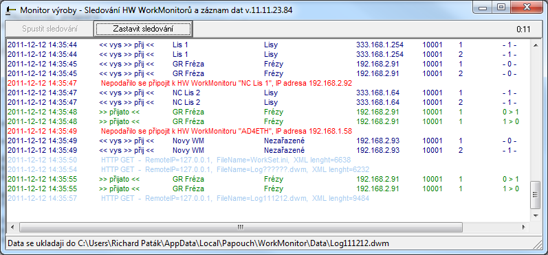 P r o g r a m W o r k C o r e d e s k t o p o v á a p l i k a c e Centrálně sbírá data z pracovišť, která mají nainstalován hardware WorkMonitor nebo WorkMonPlus.