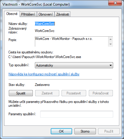 Workmonitor P r o g r a m W o r k C o r e S v c s e r v i s n í a p l i k a c e Program WorkCoreSvc plní vzhledem k systému WorkMonitor stejné funkce jako program WorkCore.