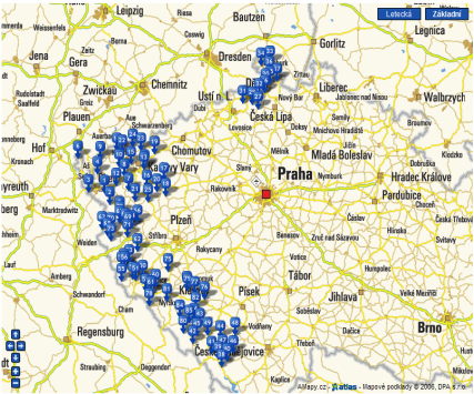 Mapa hospodářství s chovem skotu a