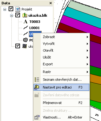 5. Editace dat V TopoLu xt neexistuje aktivní blok. Není zde ani automaticky zakládán bezejmeny.pra. Pokud chceme některý blok editovat musíme jej nastavit pro editaci.