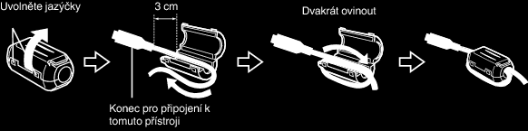 Začínáme Připojení odrušovacího filtru Připojte odrušovací filtr k napájecímu kabelu síťového adaptéru