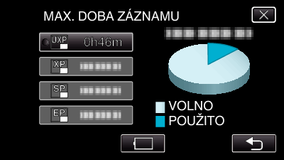 Záznam 6 Zvolte typ hodin pomocí 0 nebo 1 a klepněte na NAST Kontrola zbývajícího času záznamu Můžete zkontrolovat čas, který zbývá pro záznam na SD kartu, stejně jako zbývající energii baterie 1