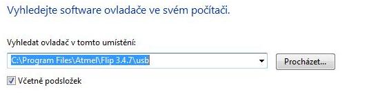 administrátor). Poté klikneme na Správce zařízení, kde vidíme na obrázku F.1 AT90USB162 DFU. U tohoto zařízení je výstražný vykřičník.