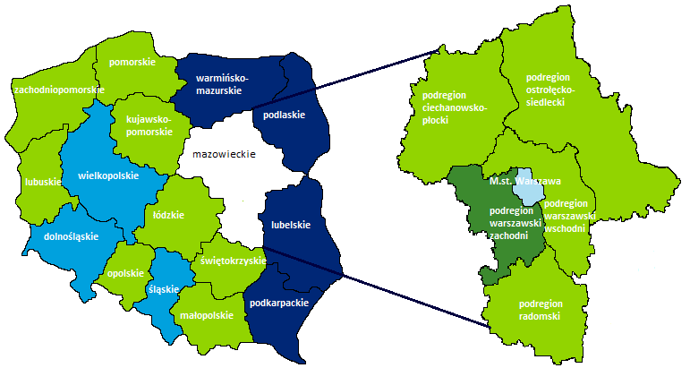 MAPA REGIONÁLNÍ POMOCI V POLSKU do 30. června 2014 od 1.