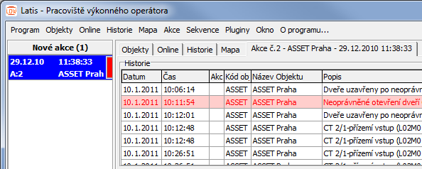 Tím začíná činnost, kterou nazýváme odbavování akce. Pozadí rámečku otevřené akce se podbarví modře Obr.