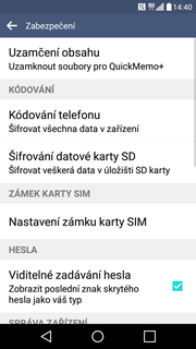 Změna PIN kódu V záložce Obecné zvolíte Zabezpečení. 3.