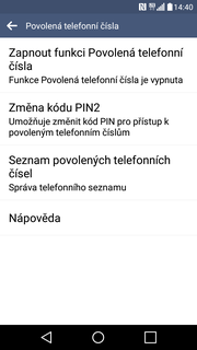 Vyberete možnost Povolená telefonní čísla. 4.