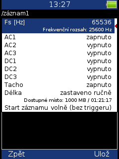 Obrazovka projektu Zvolte požadovaný projekt a stiskněte OK. Otevře se obrazovka projektu. Pokud zvolený projekt obsahuje data, bude zobrazen náhled záznamu.