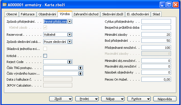 Množství v návrhu objednávky minimálně zvýší předpokládané dostupné množství na úroveň, která je určená v poli Minimální zásoby.