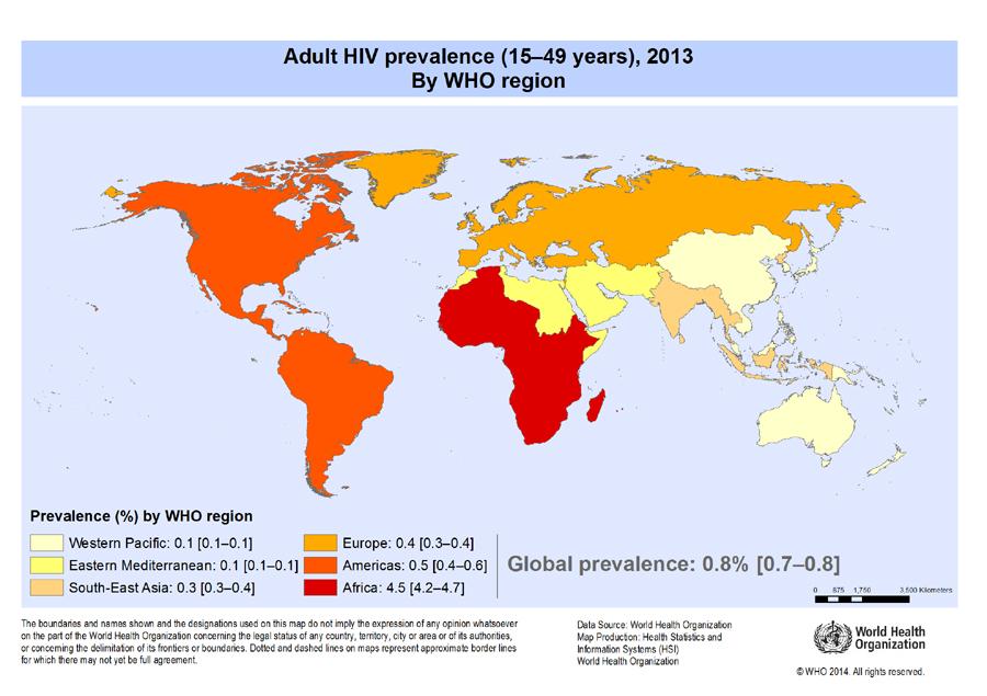 Pandemie HIV/AIDS 2014 Počet žijících HIV-pozitivních osob 36,9 mil.