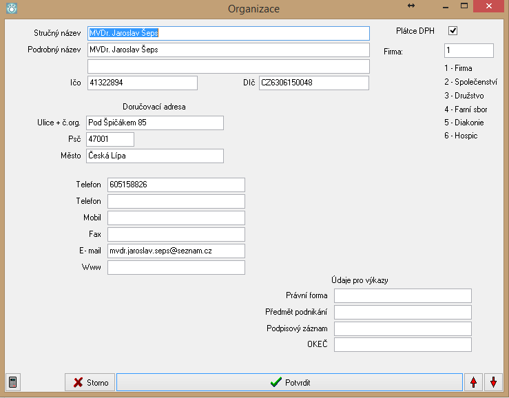 Nastavení programu 83 2. Název stručný popis Funkce: 1. tisk - můžete tisknout jednu sestavu 2. generování - je funkční 3. filtrování není funkční 4. výběr údajů - v tabulce není funkční výběr údajů.