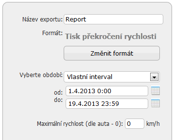 Optimalizace a změny funkcí - oprava chyby výpisu jízd reportu Tisk cest dle řidičů ; - úprava reportu Tisk překročení rychlosti - nastavení vlastního limitu; - oprava výpisu protínajících se