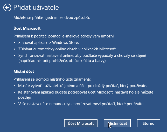 V části Váš účet jsou základní volby, ovlivňující celkově způsob přihlášení k počítači. Můžete se připojit ke svému (webového) účtu u firmy Microsoft a spravovat online jeho vlastnosti. 7.9.