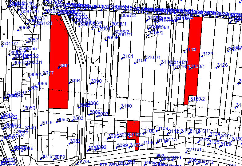 Obr. 4: Výřez z katastrální mapy Města Hluk Pramen: http://nahlizenidokn.cuzk.cz/mapa.aspx?typ=parcela&id=2624959711[18] 4.