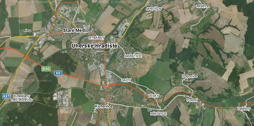 Obr. 6: Výřez z foto mapy Uherské Hradiště: Zdroj: http://www.mapy.cz Obr.