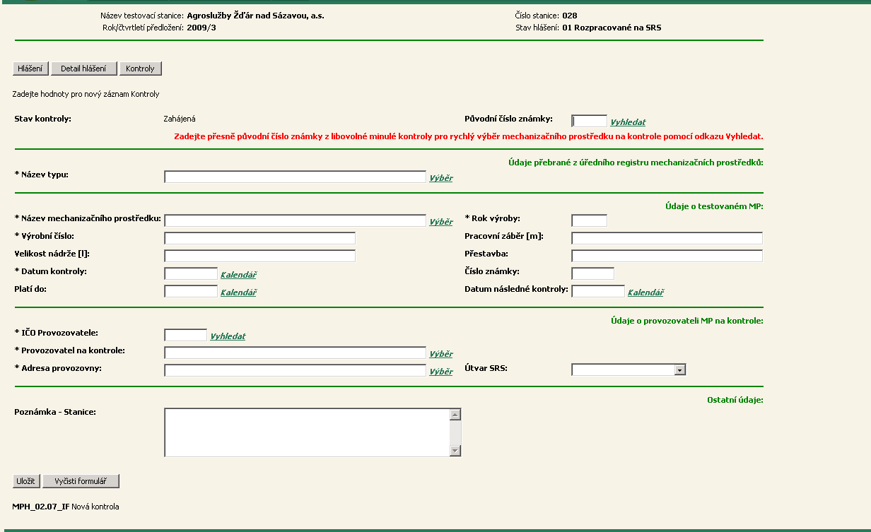 Kliknutím na tlačítko Odstranit záznam (pouze pro roli 32 Administrátor) se zobrazí formuláři Chyba! Nenalezen zdroj odkazů.