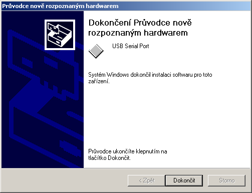 Virtuální sériový port 7) Po předchozím dialogu se ihned objeví okno z obr. 18.