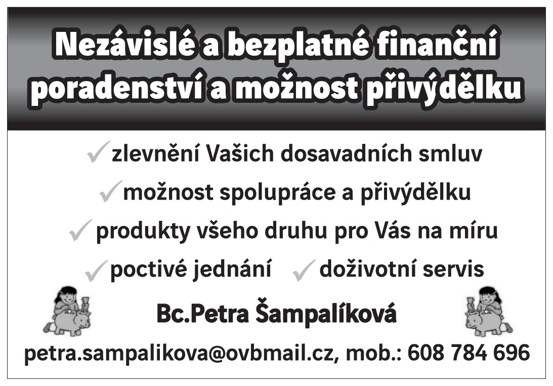 Únor 2016 str. 6 Prodám žulový pomník (hrob) na hřbitově v Kasejovicích, cena dohodou. Tel: 602 156 036.