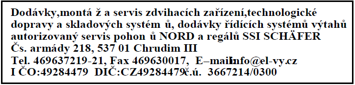 - VY spol. s r.o. STAVEX - Chrudim Čs. armády 218, 537 01 Chrudim tel.