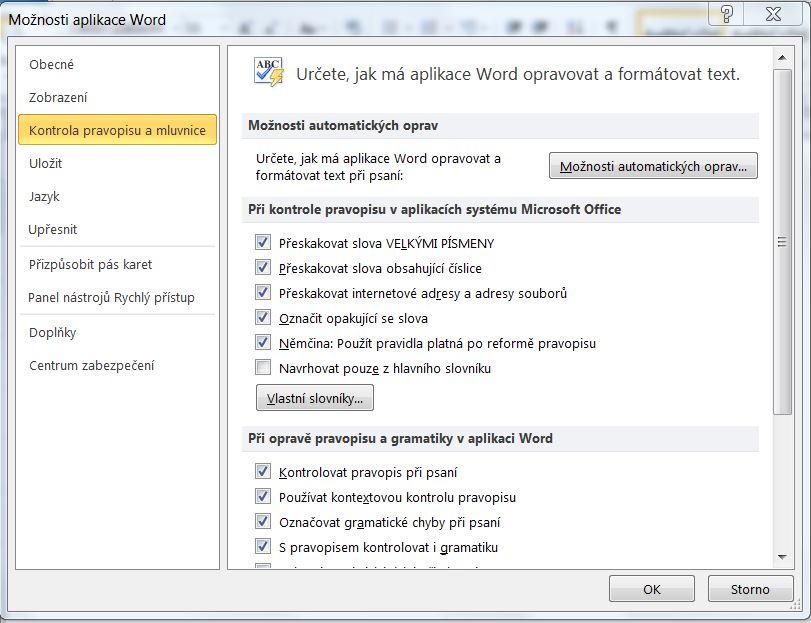 Kontrola pravopisu a mluvnice Soubor