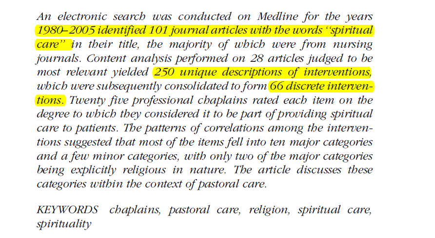 Způsoby spirituální péče v praxi nemocničních kaplanů Hummel, L. et al. (2008).