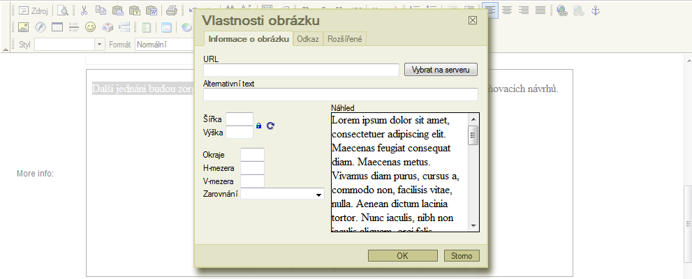 2. V otevřeném okně vyplňte název záložky. 3. Po vyplnění názvu stiskněte tlačítko OK. Okno se zavře a označený text se teď bude zobrazovat jako záložka.