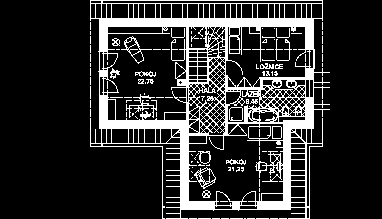 Obrázek 5 - Půdorys poschodí RD (zdroj: http://thermo-plus.