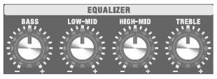 EQUALIZER CUBE-60XL BASS Pozice knobu CHORUS Tento efekt přidá lehce rozladěný zvuk k původnímu a obohatí jej. Otočení knobu doprava zvýší efekt chorus.