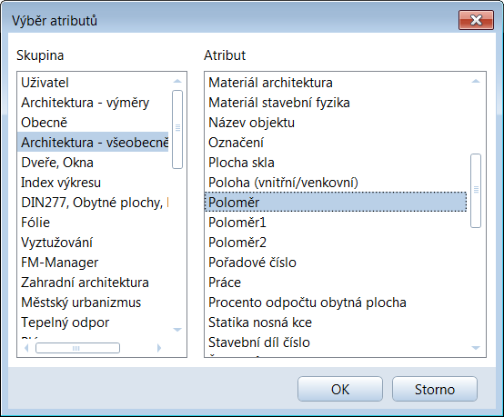 98 Okna a dveře Allplan 2015 Vyhodnotitelný poloměr kruhové stěny jako atribut Poloměr kruhových stěn je nyní k dispozici jako atribut.