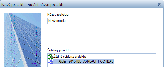 4 Základní informace Allplan 2015 U volby Vybrat předem připravenou strukturu stavby nyní obdržíte výběrový seznam a nemusíte již přecházet k místu uložení struktur.