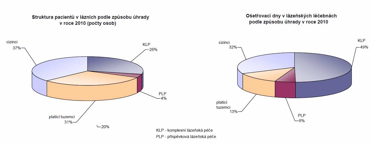 Obrázek 1 Struktura pacientů lázní ČR za rok 2010 [16] Jak je z grafu patrné největší podíl návštěvníků tvořili samoplátci z tuzemska (31 %) a ciziny (37 %).