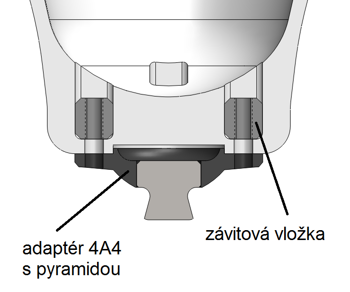 V programu Rapidform XOR byl proveden offset sítě o 5 mm (B).