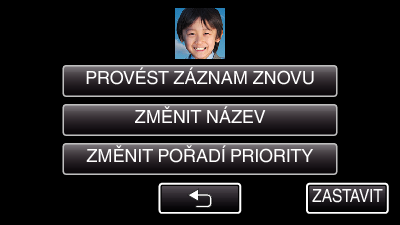 Záznam Úprava informace o registrovaném obličeji Registrované údaje, jako je jméno, úroveň priority a informace o obličeji můžete změnit *Toto je obrazovka modelu s funkcemi Wi-Fi 6 Klepněte na