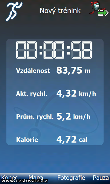 zobrazovány patřičné jednotky (km/min, km/h,... ).