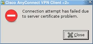 Problémy s certifikátem Vpn-klient musí ověřit spojení prvně pomocí certifikátu, až teprve poté nabídne uživateli vložení přihlašovacích údajů.