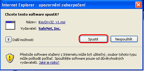 3. Následně se zobrazí informace o úspěšném ukončení stahování souboru instalaci spusťte tlačítkem Spustit. 4.