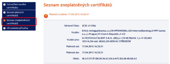 Již neplatné Certifikáty doporučujeme z Certifikačního Tokenu smazat zabráníte tak použití neplatného Certifikátu při přihlašování do IB