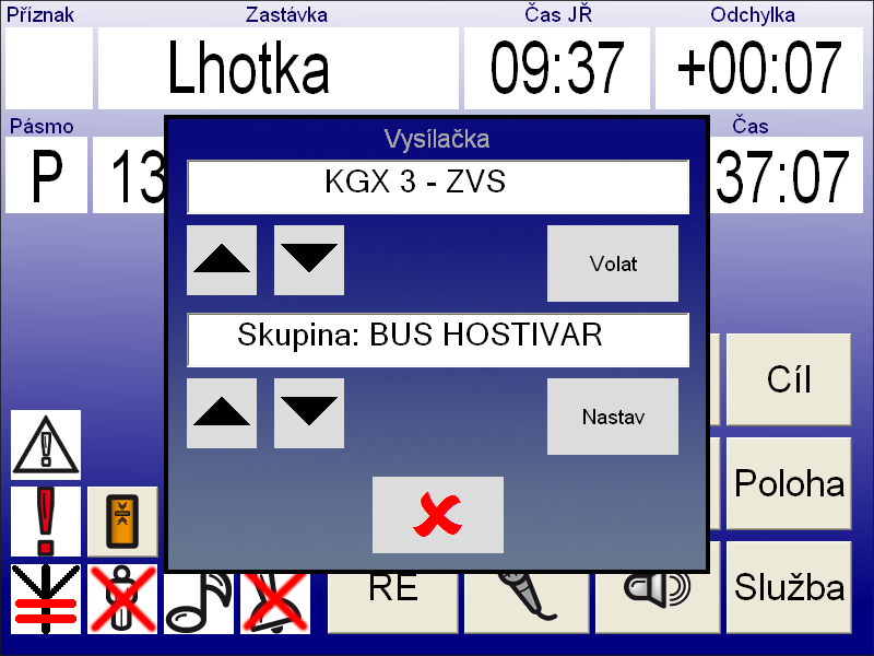 zastávku zpět lze provést také kolébkovým spínačem na přístrojové desce, nad ovladači dveří (viz obrázek 3) 4) Obsluha radiostanice kontrola, resp.