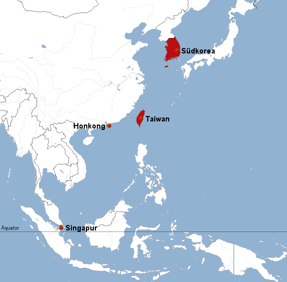 - Jako první začala Japonsko v hospodářském boomu následovat Jiţní Korea (Korejská republika), která nastartovala ekonomický rozvoj v 80. a 90.