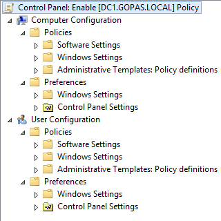 GROUP POLICY MANAGEMENT EDITOR Uvnitř GPO vždy dvě větve: User Configuration Computer Configuration Tyto se