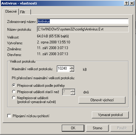 string cs = "Nase aplikace"; EventLog log = new EventLog(); if (!EventLog.SourceExists(cs)) EventLog.CreateEventSource(cs, cs); log.source = cs; log.enableraisingevents = true; log.