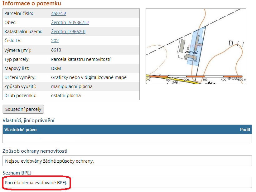 Příklad pozemek bez BPEJ 44 BPEJ není vyhláška č. 298/2014 Sb.