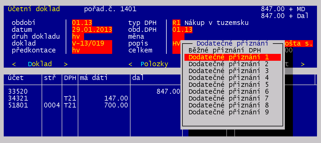 Účetní přehledy a protiřádek 3. Program tedy při výpočtu přiznání nejprve zjistí hodnotu přijatých plnění uváděných do řádku 44 a pak totéž číslo uvede i do řádku 3.