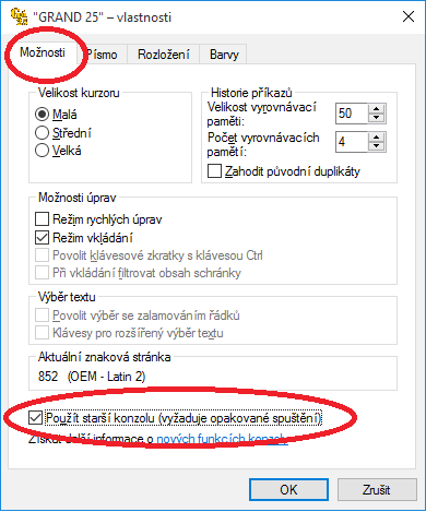 Instalace účetnictví 2.2 Instalace Grandu do 32 bite Windows 10 Instalace je obdobná instalaci do Windows 7 a 8. V zástupci pro spuštění programu nastavte písmo Consolas nebo Lucida Console.