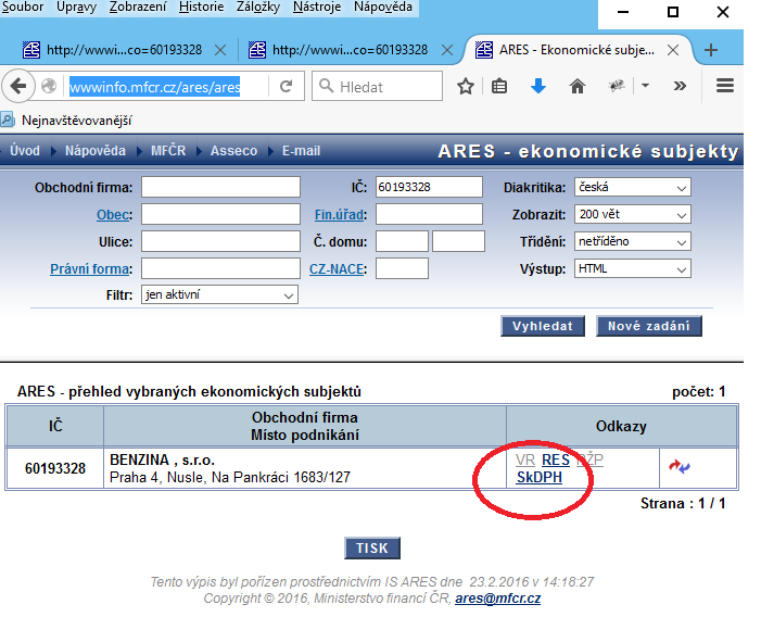 Číselníky 35.1.1.2 ARES Program umožňuje automatické stažení (kontrolu) údajů o obchodním partnerovi ze systému ARES.