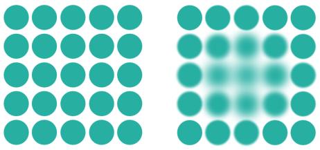 Obrázek 66: Změna barvy po přejetí štětcem Tweak Jitter the color of selected objects funkce, která po přejetí objektů kurzorem štětce změní objektům barvu (náhodně) Obrázek 67: Náhodná změna barvy